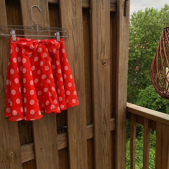 Material Girl Red Dotted Flouncy Skirt - Picture 1 of 9